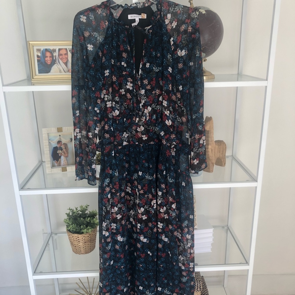 BCBGeneration floral maxi boho long sleeve dress
